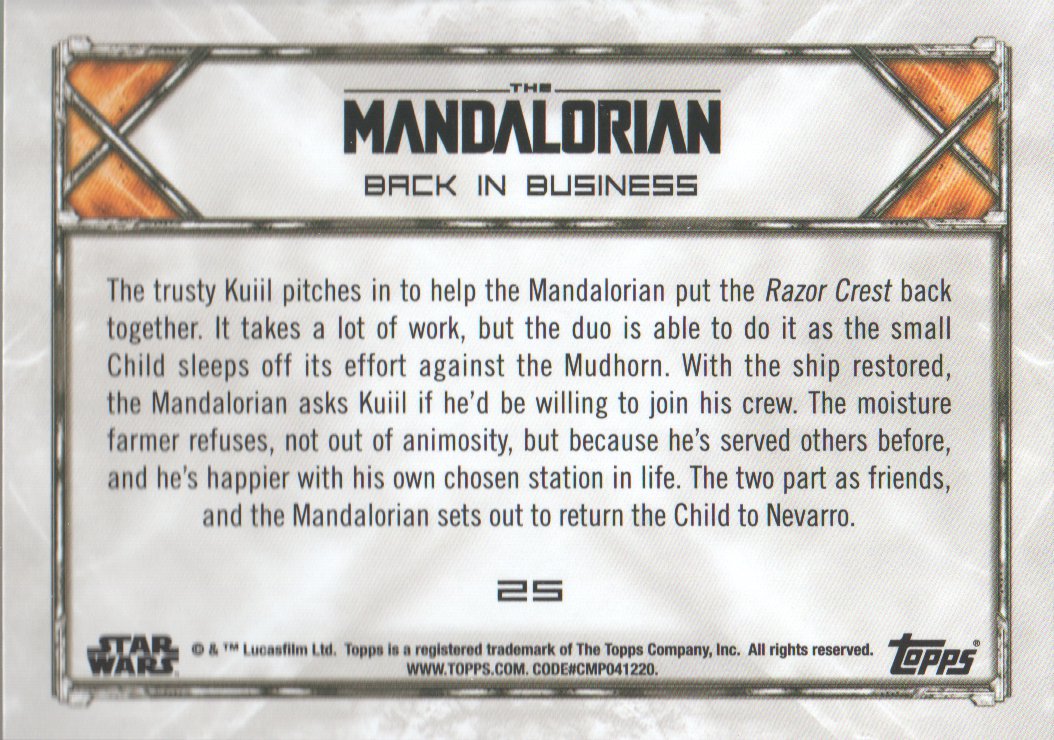 star wars mandalorian season 1 trading cards