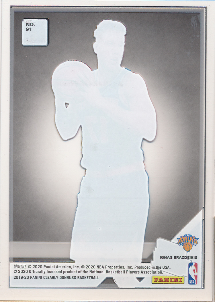 2019-20 Clearly Donruss #91 Ignas Brazdeikis RR RC back image