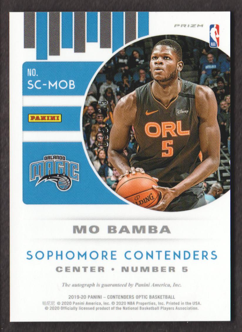 2019-20 Panini Contenders Optic Sophomore Contenders Autographs #11 Mo Bamba back image
