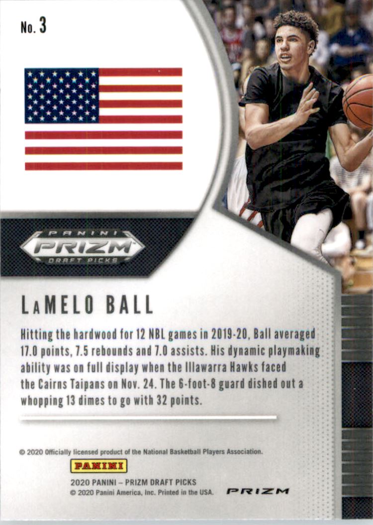 2020-21 Panini Prizm Draft Picks Prizms Red White and Blue #3 LaMelo Ball
