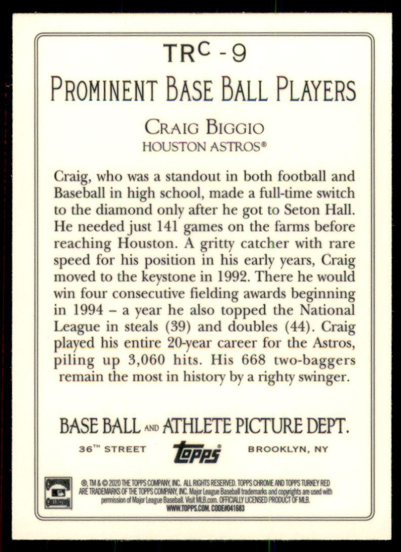 2020 Topps Update Turkey Red '20 Chrome #TRC9 Craig Biggio