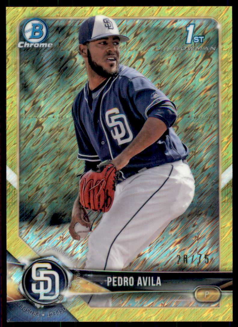 2018 Bowman Chrome Prospects Canary Yellow Shimmer Refractors #BCP40 Pedro Avila