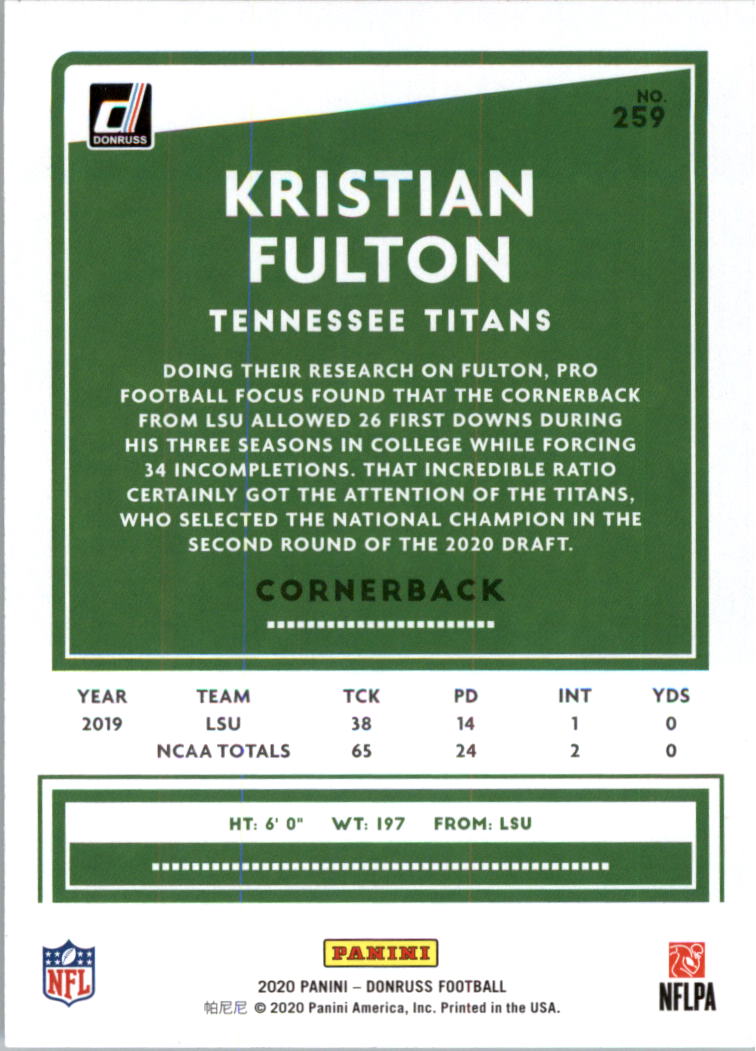 2020 Donruss Football Card Pick (Base) 210-350 - Picture 103 of 265