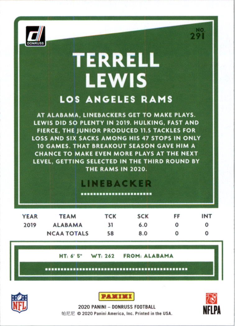2020 Donruss Football Card Pick (Base) 210-350 - Picture 167 of 265