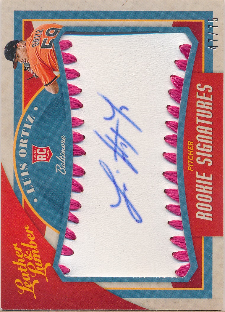 2019 Panini Leather and Lumber Rookie Baseball Signatures Pink #147 Luis Ortiz/75
