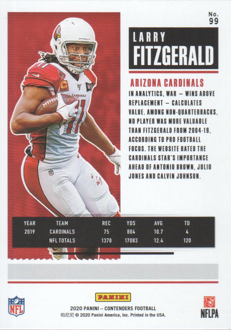 2020 Panini Contenders #99 Larry Fitzgerald back image