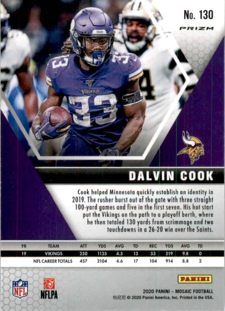 2020 Panini Mosaic Silver #130 Dalvin Cook