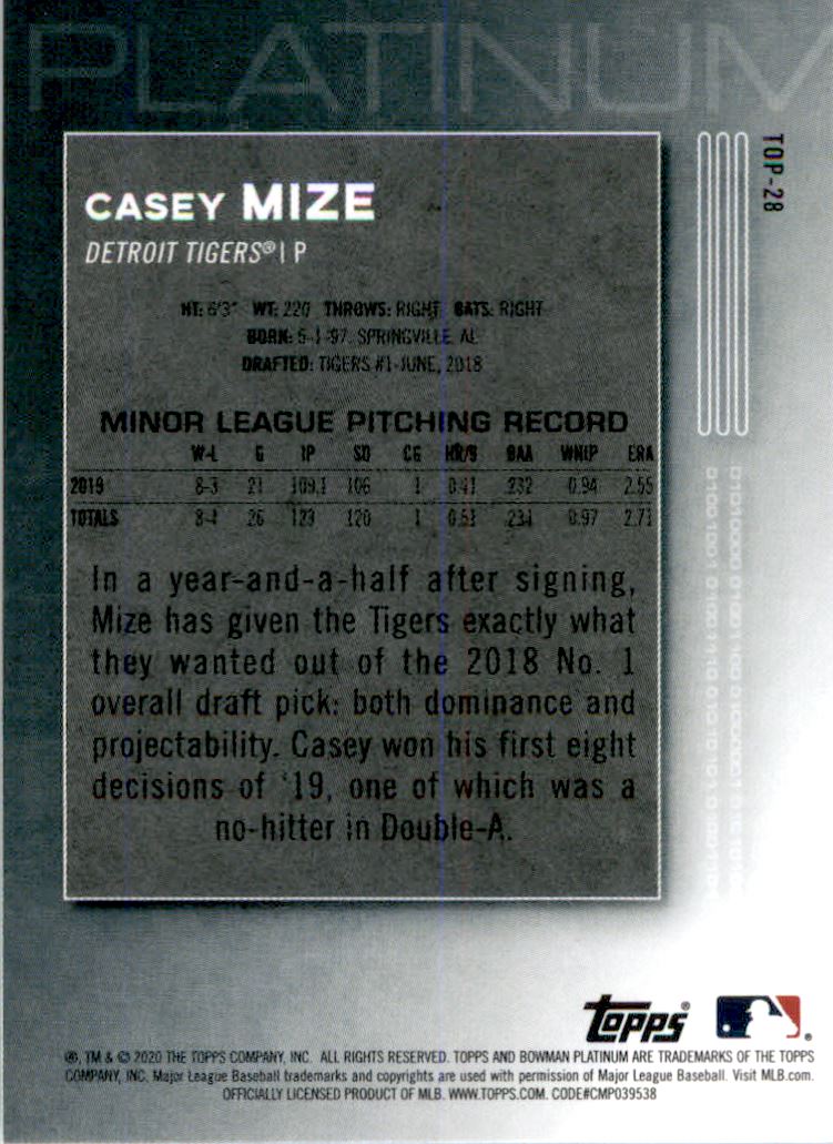 2020 Bowman Platinum Top Prospects #TOP28 Casey Mize