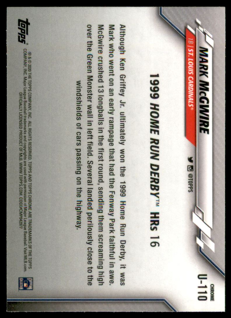 2020 Topps Chrome Update Sapphire #U110 Mark McGwire HRD