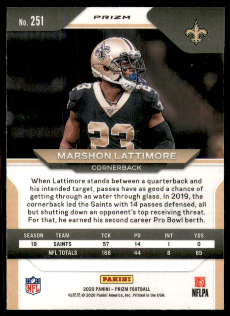 2020 Panini Prizm Prizms Orange Disco #251 Marshon Lattimore