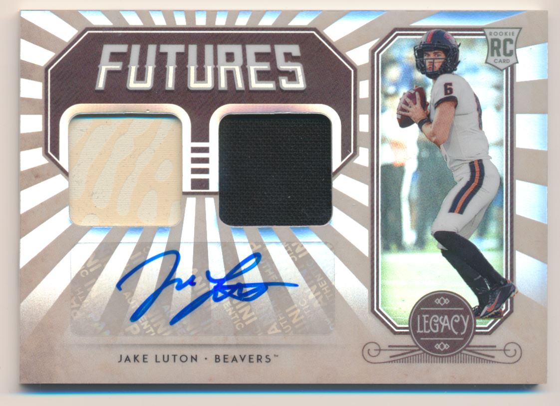 2020 Panini Legacy Futures Dual Patch Autographs #27 Jake Luton/249