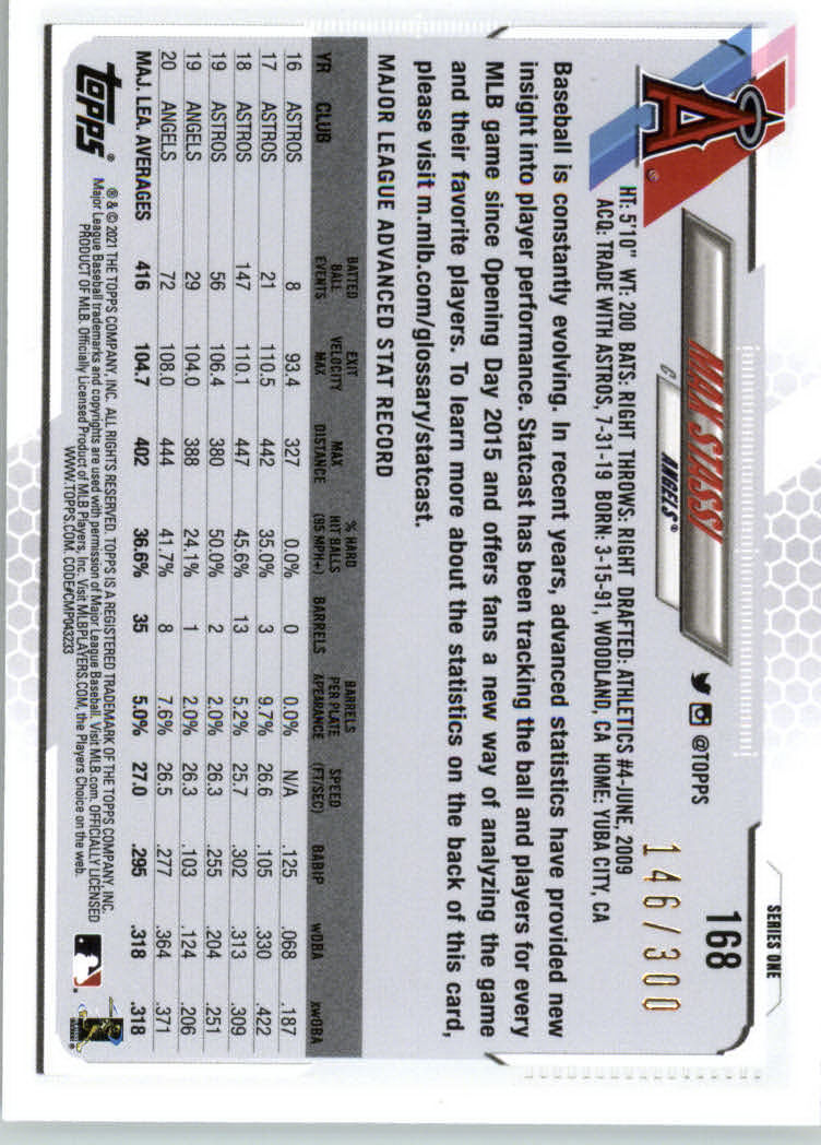 2021 Topps Advanced Stats #168 Max Stassi back image