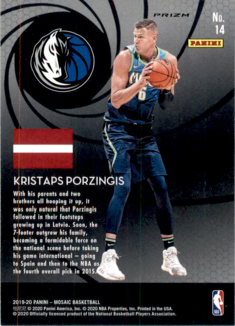 2019-20 Panini Mosaic International Men of Mastery Fast Break Silver #14 Kristaps Porzingis