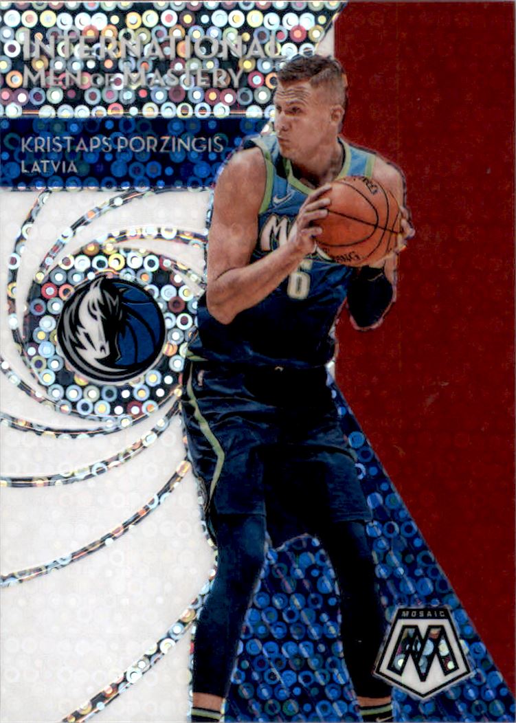 2019-20 Panini Mosaic International Men of Mastery Fast Break Silver #14 Kristaps Porzingis