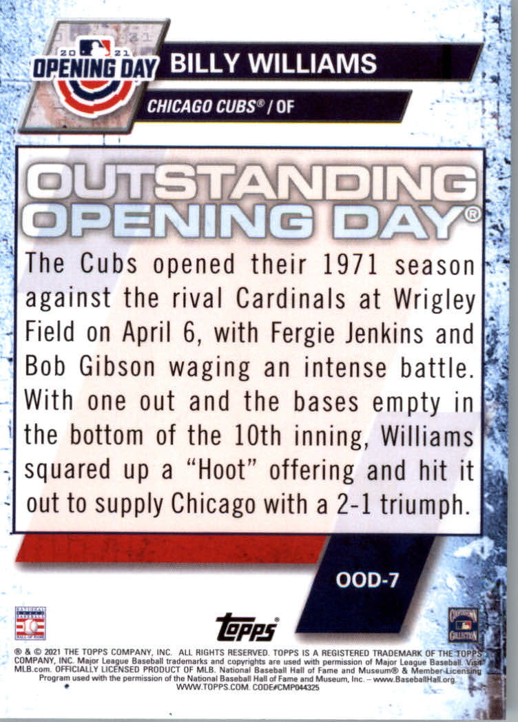 2021 Topps Opening Day Baseball "Outstanding Opening Days" Insert Cards - Picture 15 of 21