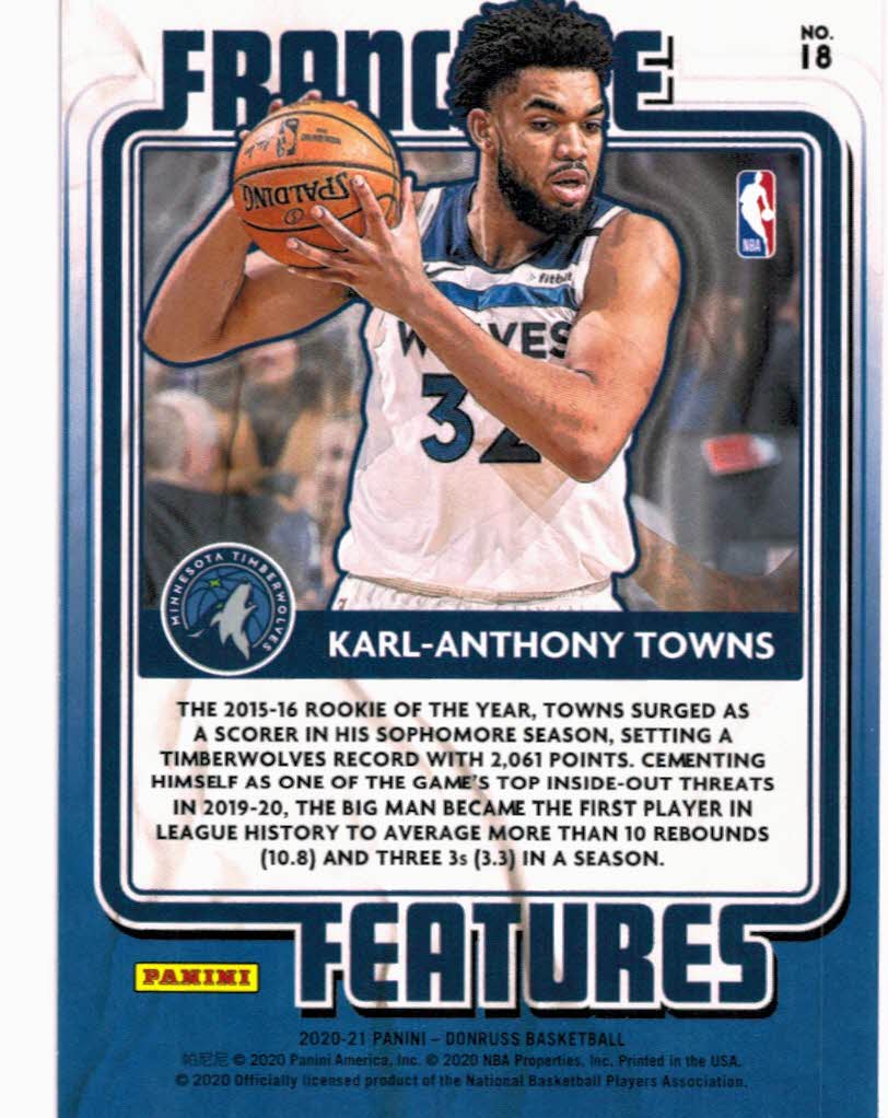 2020-21 Donruss Franchise Features #18 Karl-Anthony Towns back image