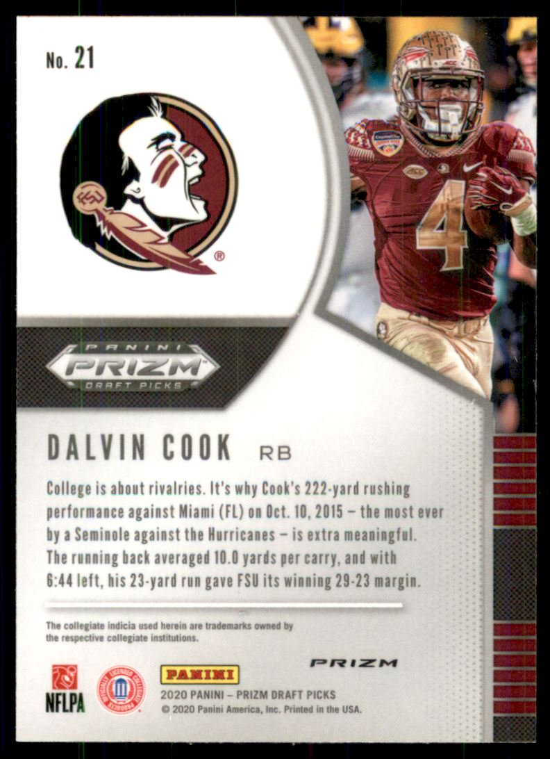 2020 Panini Prizm Draft Picks Prizms Blue #21 Dalvin Cook