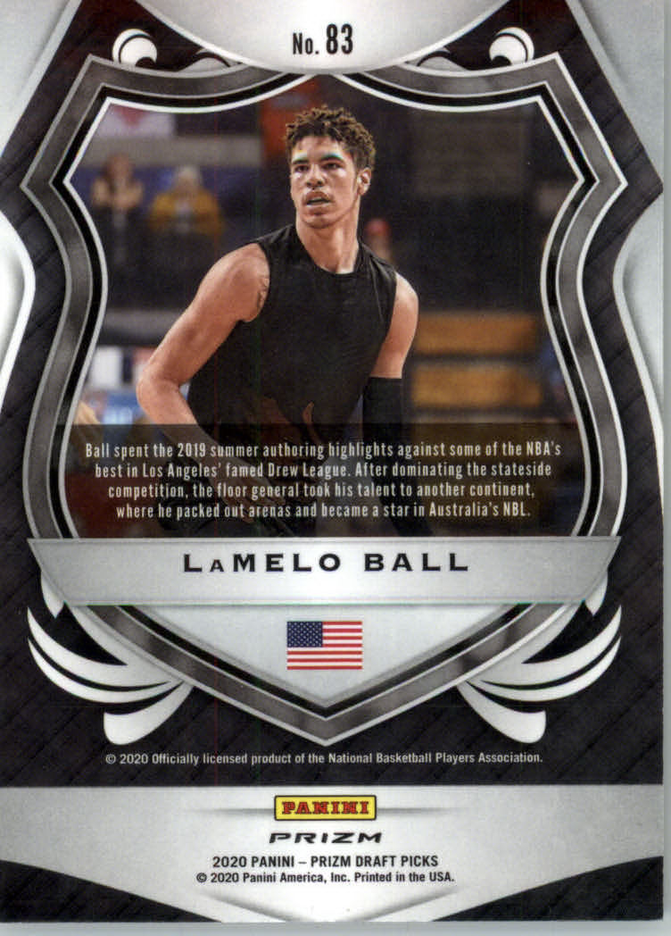2020-21 Panini Prizm Draft Picks Prizms Ruby Wave #83 LaMelo Ball CR back image