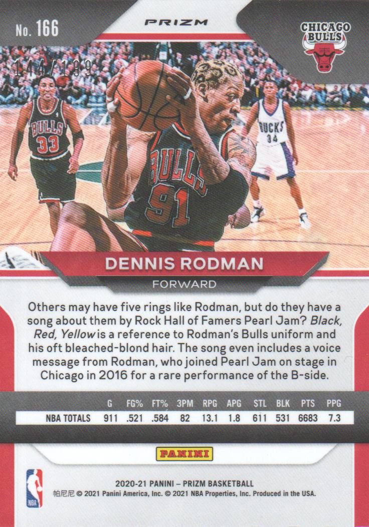 2020-21 Panini Prizm Prizms Blue #166 Dennis Rodman back image