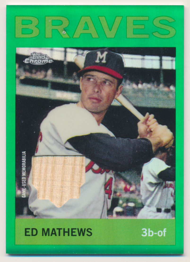 2020 Topps Chrome Retro Rookie Chrome Relics Green Refractors #RRCREM Eddie Mathews