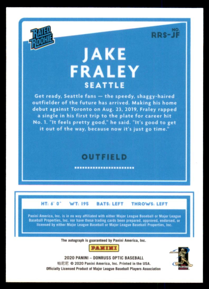 2020 Donruss Optic Rated Rookies Signatures #25 Jake Fraley back image