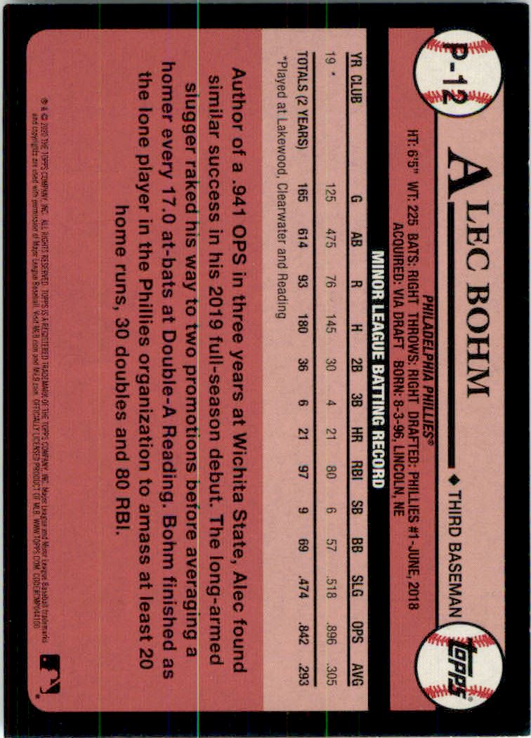 2020 Topps Update Prospects Blue #P12 Alec Bohm