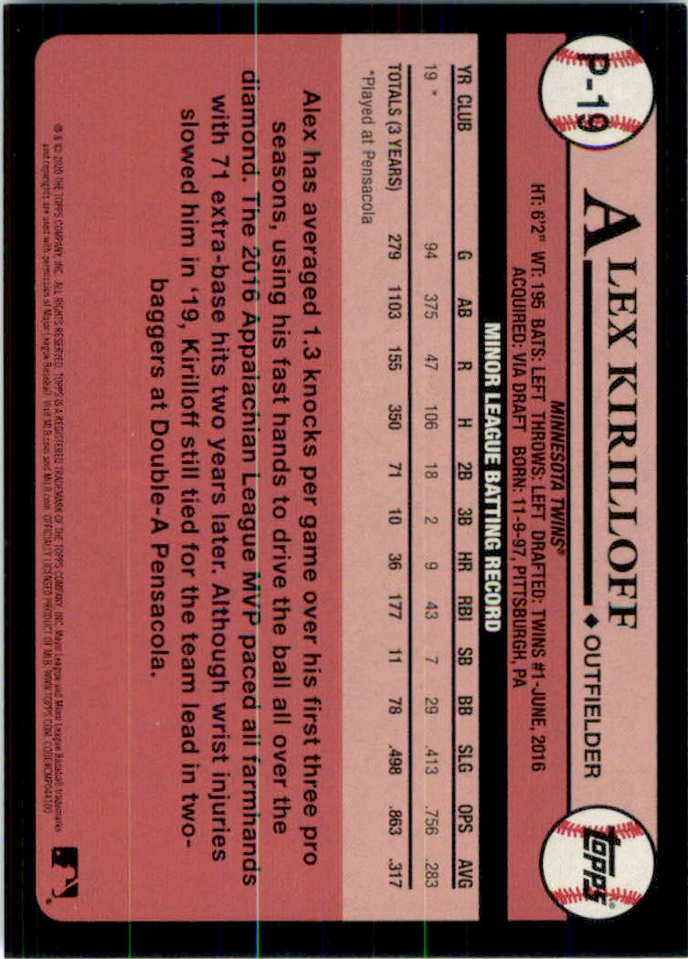 2020 Topps Update Prospects Blue #P19 Alex Kirilloff