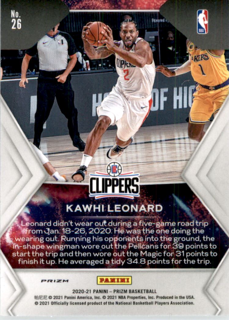 2020-21 Panini Prizm Fireworks Fast Break #26 Kawhi Leonard