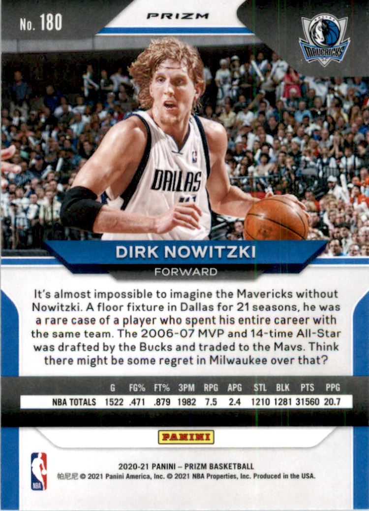 2020-21 Panini Prizm Prizms Hyper #180 Dirk Nowitzki