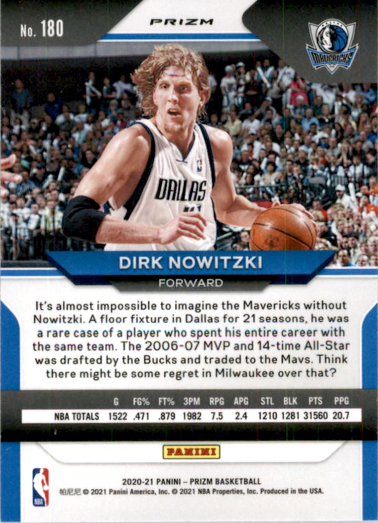 2020-21 Panini Prizm Prizms Ruby Wave #180 Dirk Nowitzki