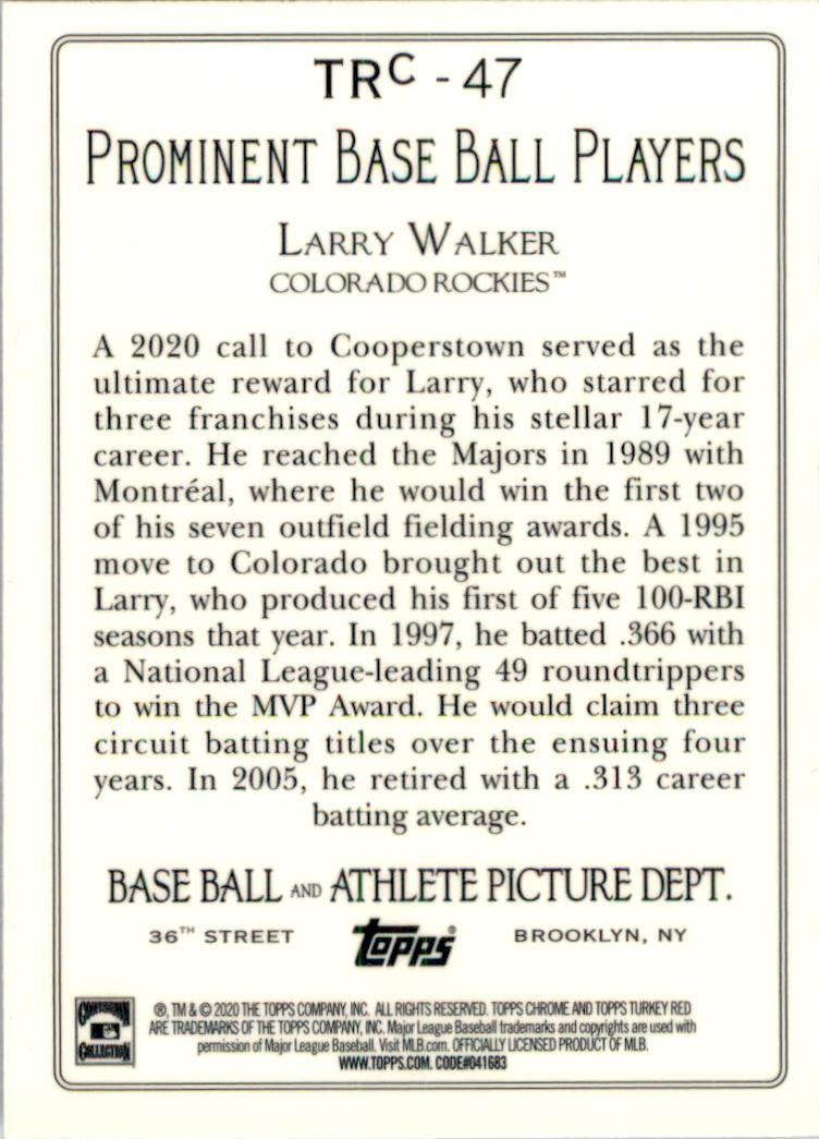 2020 Topps Update Turkey Red '20 Chrome #TRC47 Larry Walker