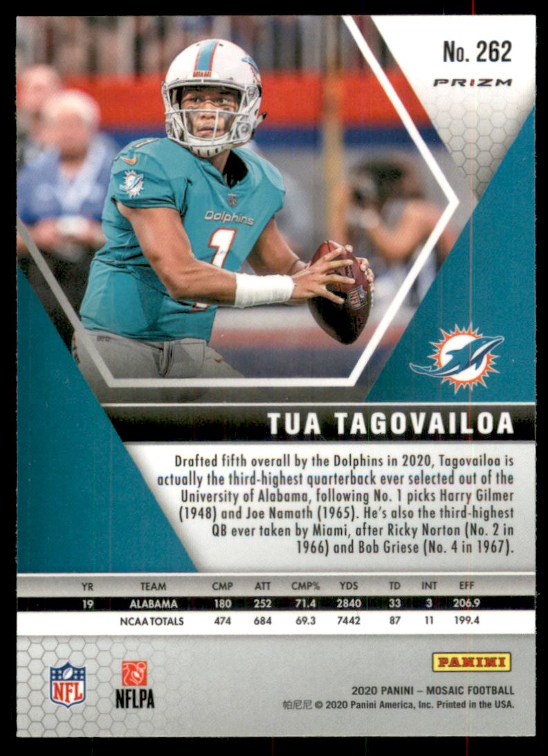 2020 Panini Mosaic Mosaic Reactive Gold #262 Tua Tagovailoa DEB