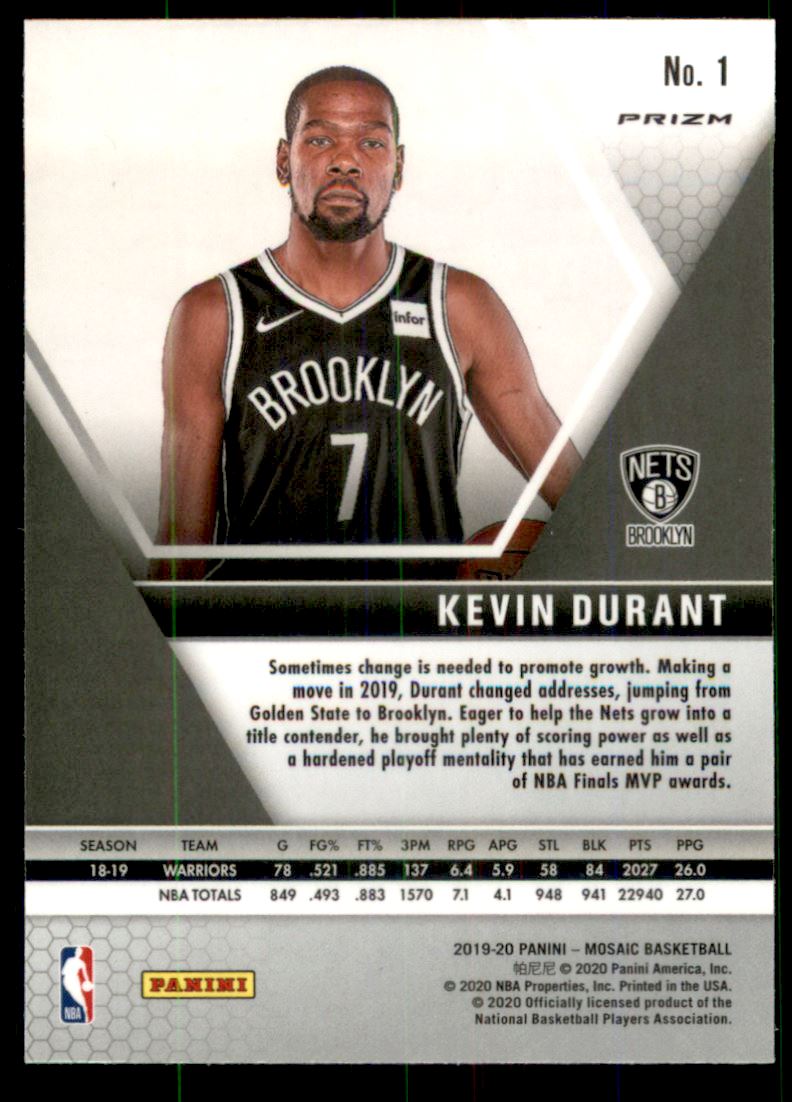 2019-20 Panini Mosaic Mosaic #1 Kevin Durant