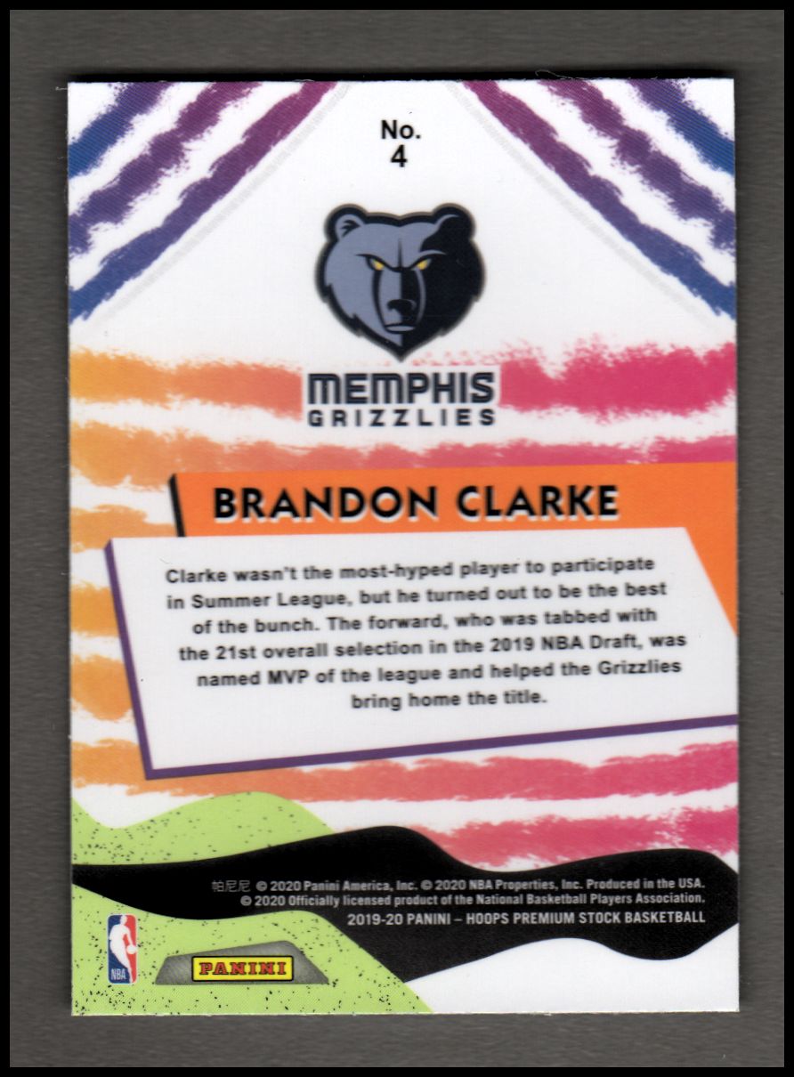 2019-20 Hoops Premium Stock We Got Next #4 Brandon Clarke back image