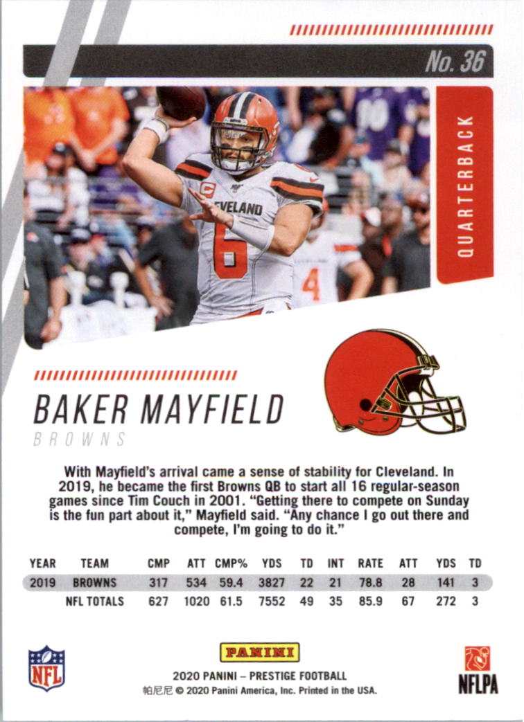 2020 Prestige #36 Baker Mayfield back image