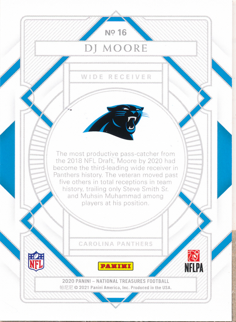 2020 Panini National Treasures Purple #16 D.J. Moore