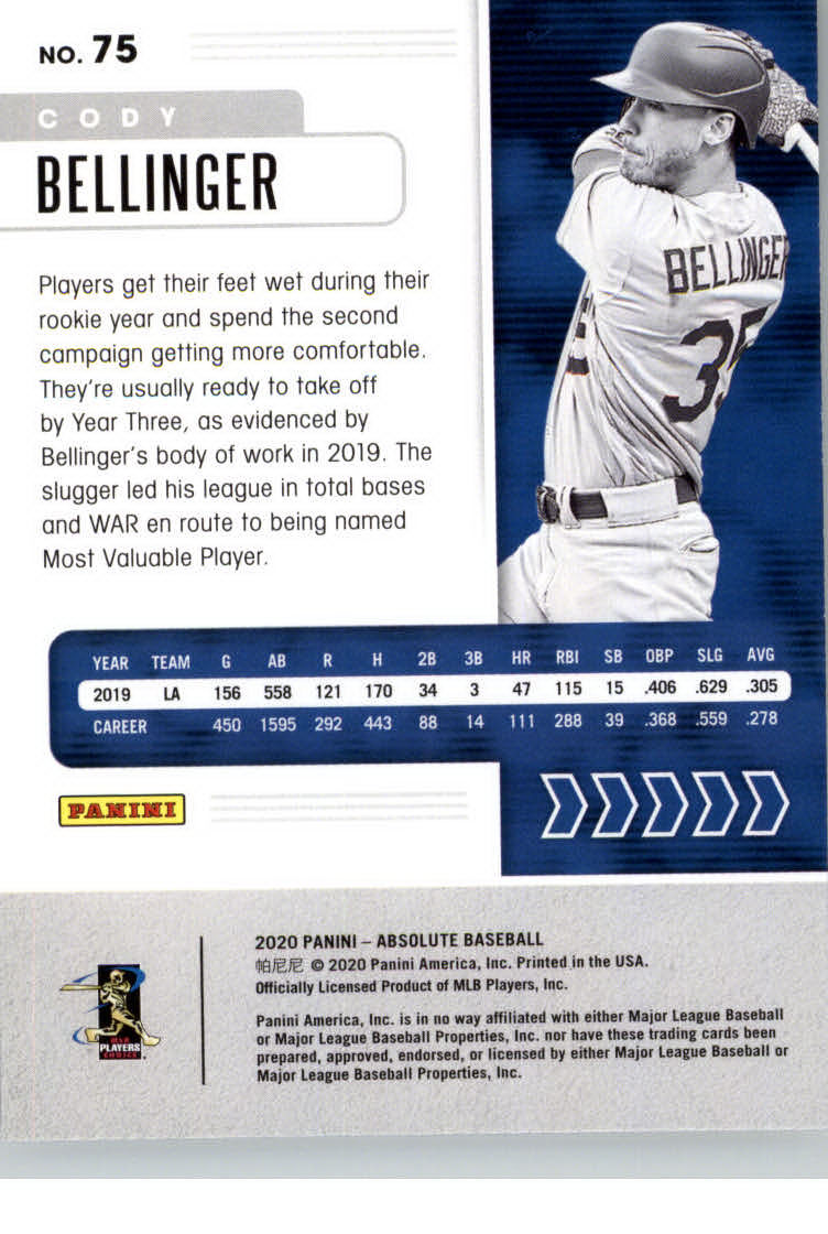 2020 Absolute #75 Cody Bellinger back image