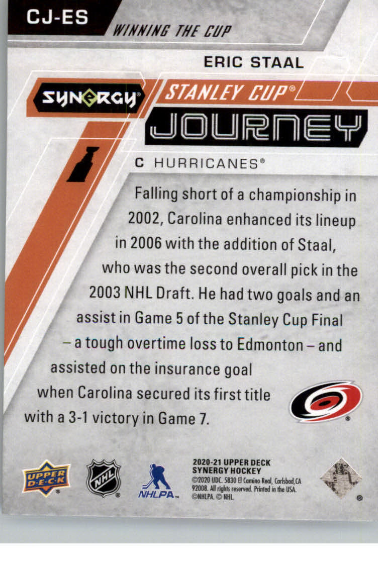2020-21 Synergy Stanley Cup Journey Winning the Cup #CJES Eric Staal back image