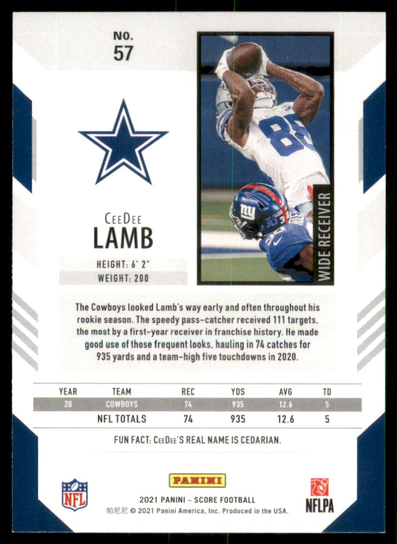 2021 Score #57 CeeDee Lamb Dallas Cowboys  