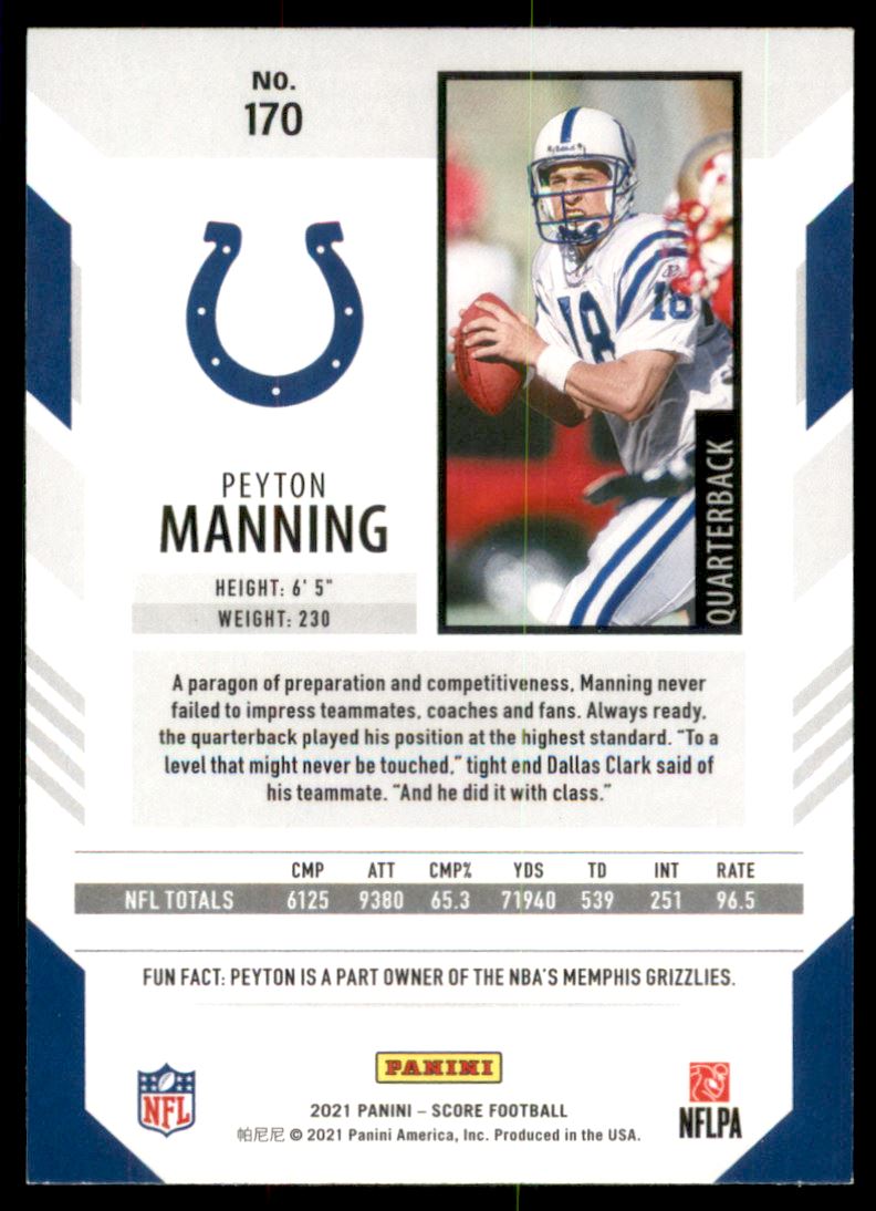 2021 Score #170 Peyton Manning - NM-MT