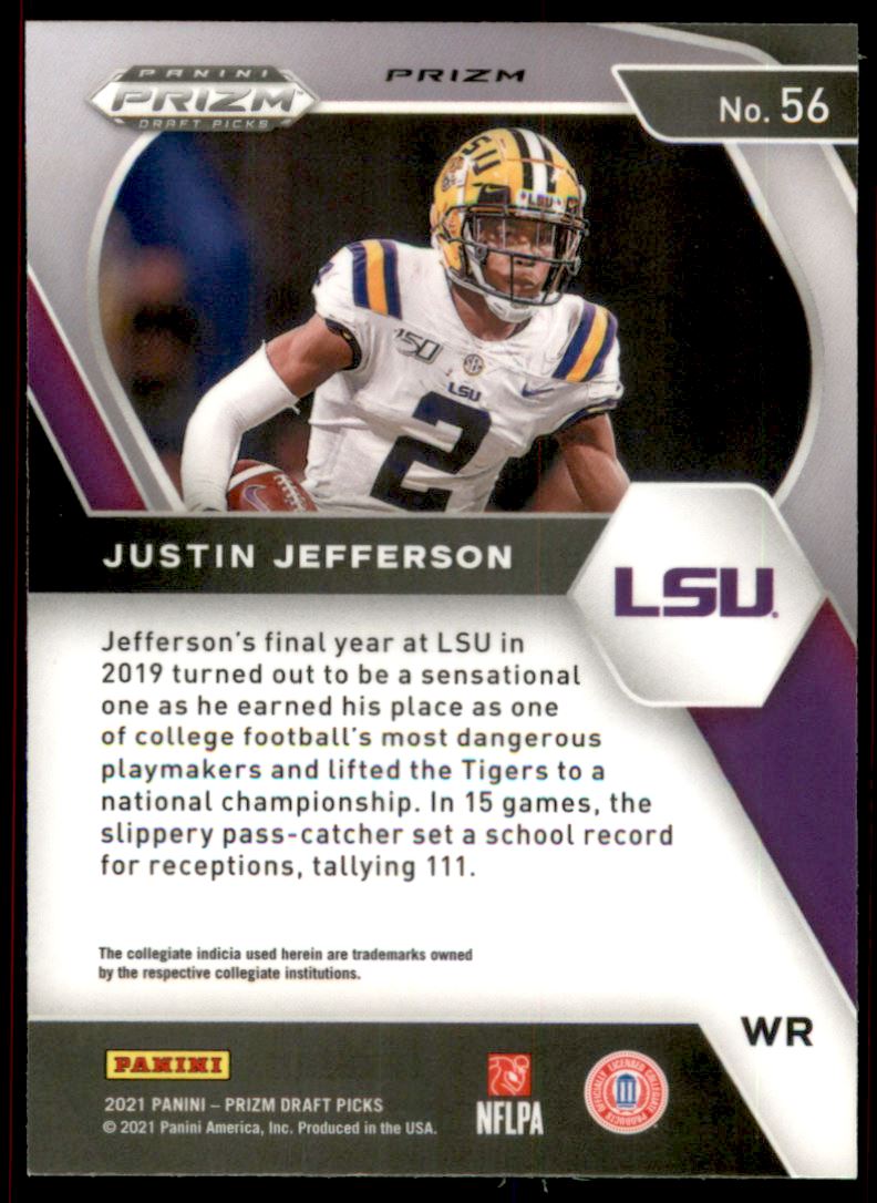 Justin Jefferson 2020 Prizm Draft Picks Silver #126 Price Guide