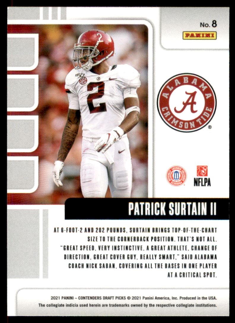 2021 Panini Contenders Draft Picks School Colors #8 Patrick Surtain II