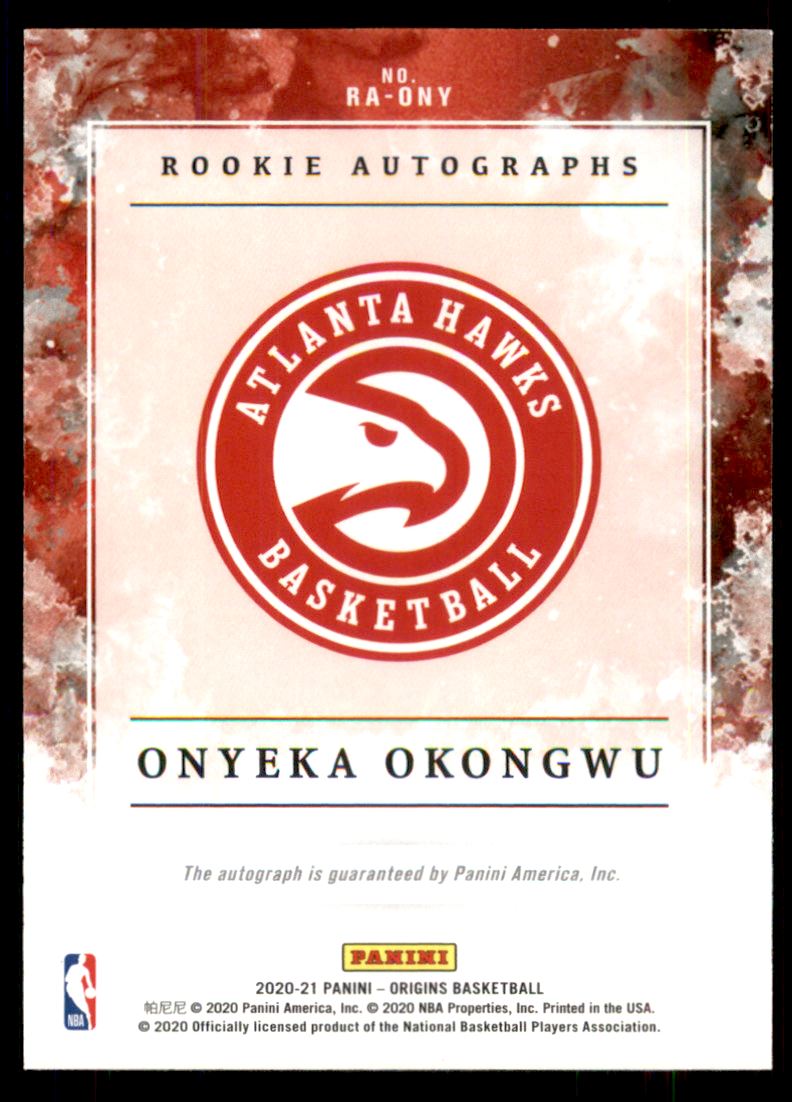 2020-21 Panini Origins Rookie Autographs Blue #6 Onyeka Okongwu back image