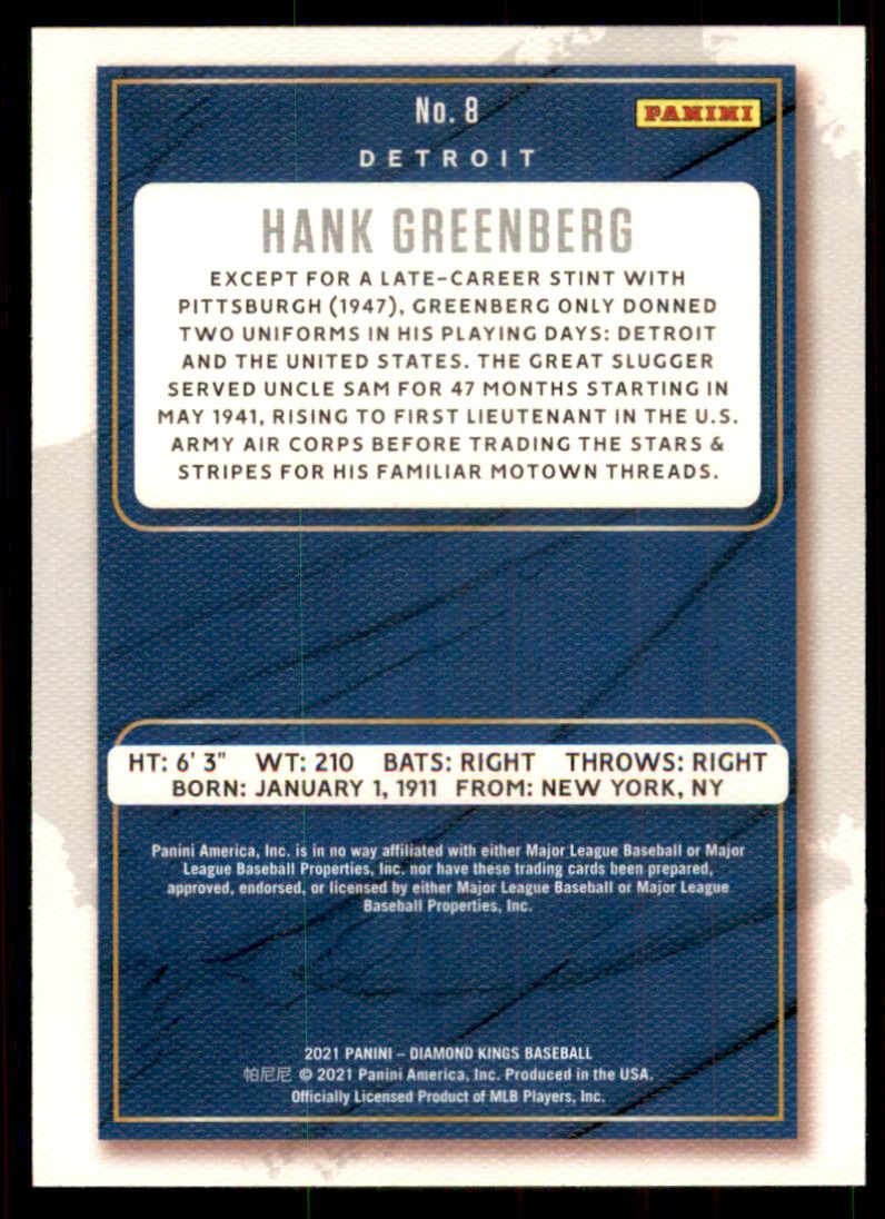 2021 Diamond Kings Artist Proof Blue #8 Hank Greenberg