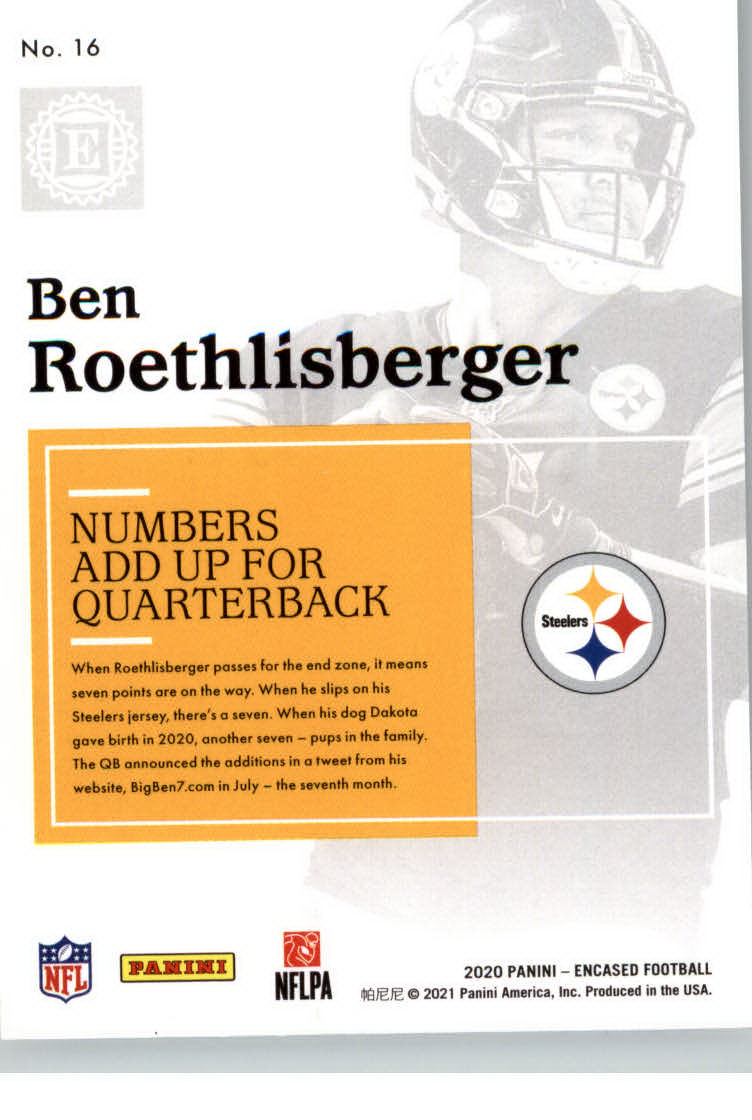 2020 Panini Encased #16 Ben Roethlisberger back image