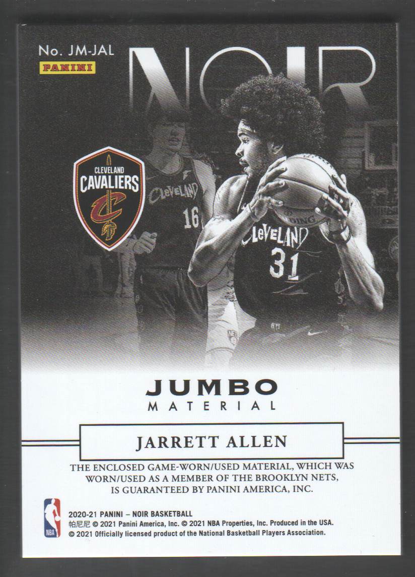 2020-21 Panini Noir Jumbo Material #23 Jarrett Allen back image