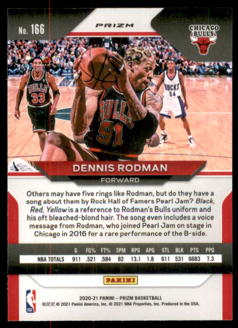2020-21 Panini Prizm Prizms Orange Ice #166 Dennis Rodman