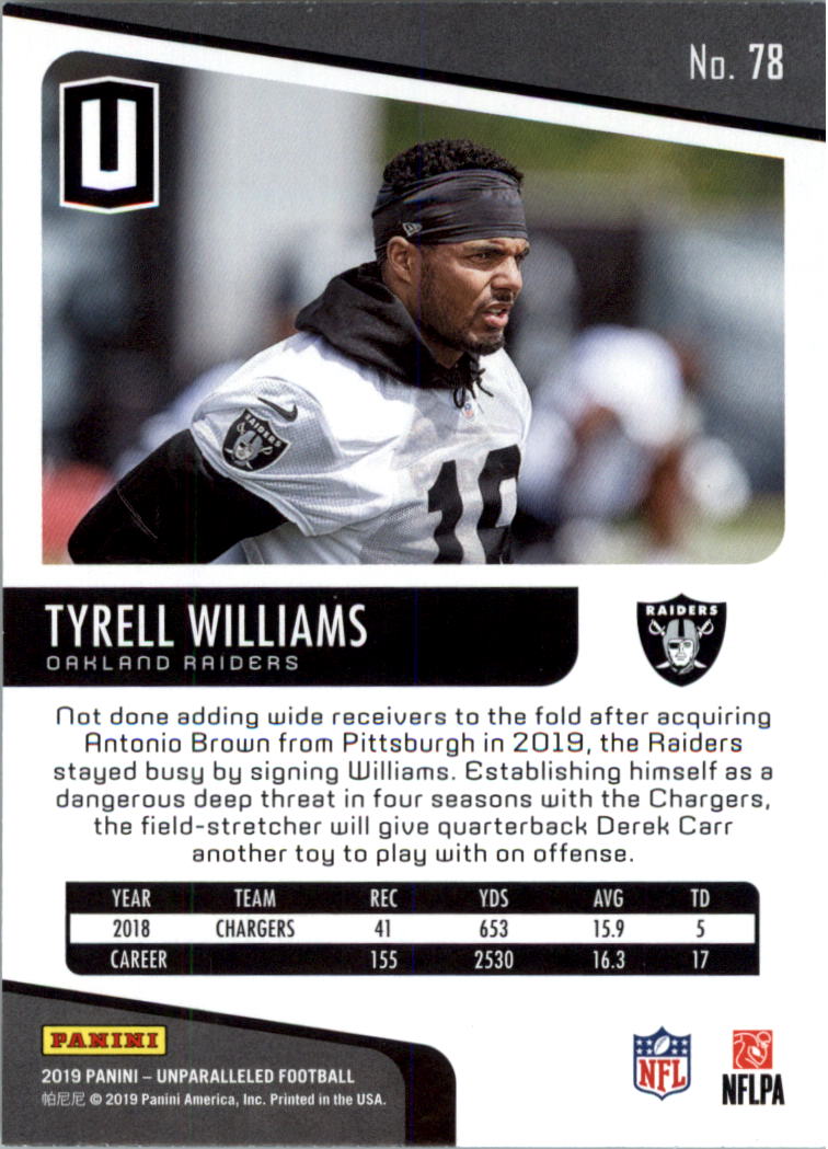 2019 Panini Unparalleled #78 Tyrell Williams back image