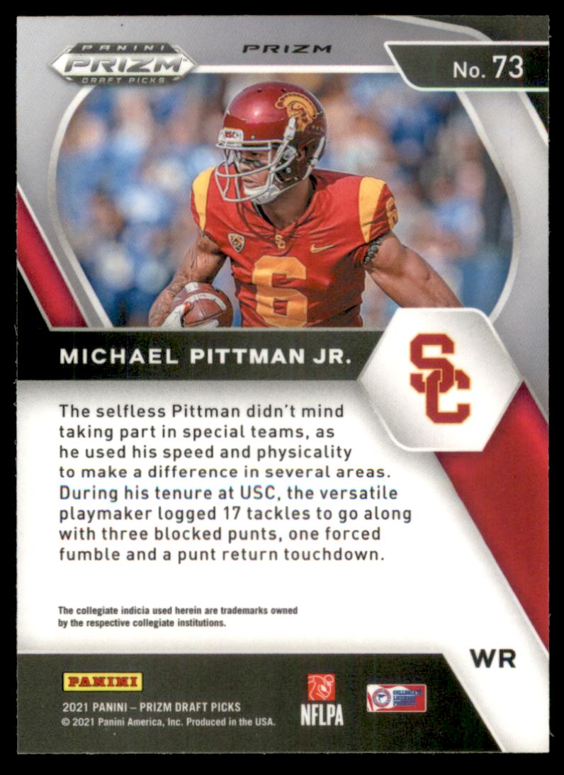 2021 Panini Prizm Draft Picks Prizms Orange Ice #73 Michael Pittman Jr.