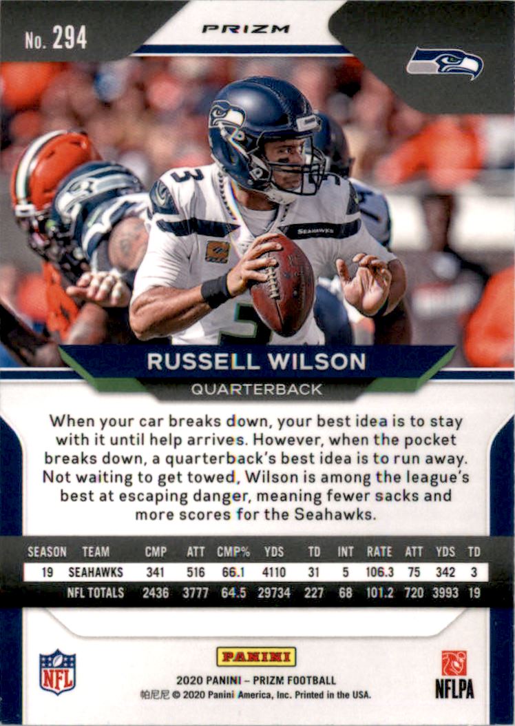 2020 Panini Prizm Prizms Red White and Blue #294 Russell Wilson